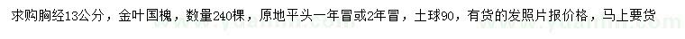 求購(gòu)胸徑13公分金葉國(guó)槐