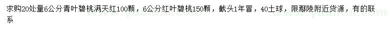 求購20量6公分青葉碧桃滿天紅、紅葉碧桃