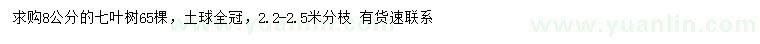 求購(gòu)8公分七葉樹(shù)