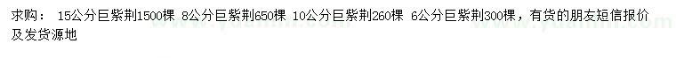 求購6、8、10、15公分巨紫荊