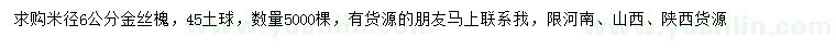 求購(gòu)米徑6公分金絲槐