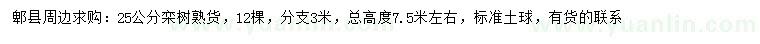 求購25公分欒樹