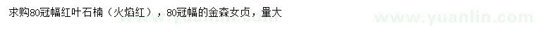 求購冠幅80公分紅葉石楠（火焰紅）、金森女貞