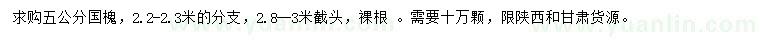 求購(gòu)5公分國(guó)槐