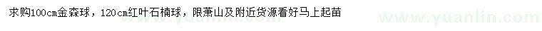 求購100公分金森球、120公分紅葉石楠球