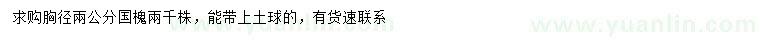 求購胸徑2公分國槐