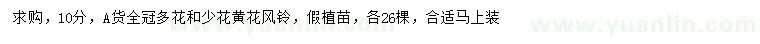 求購10公分黃花風鈴木