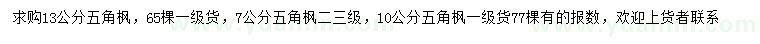 求購7、10、13公分五角楓