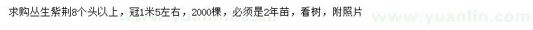 求購(gòu)冠幅1.5米左右叢生紫荊