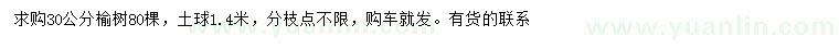 求購30公分榆樹