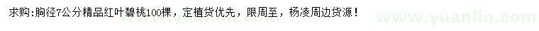 求購胸徑7公分紅葉碧桃