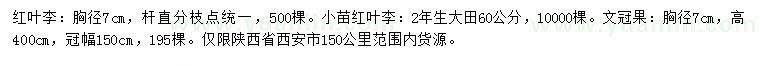 求購紅葉李、紅葉李小苗、文冠果