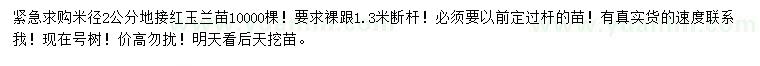 求購米徑2公分紅玉蘭