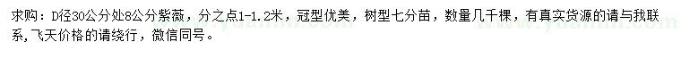 求購30量8公分紫薇