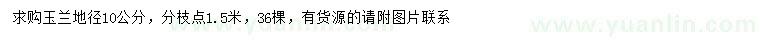求購地徑10公分玉蘭