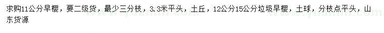 求購(gòu)11、12、15公分早櫻