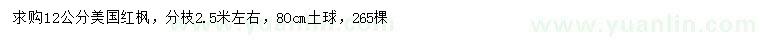 求購12公分美國紅楓