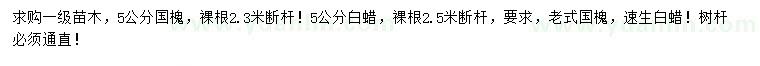 求購(gòu)5公分老式國(guó)槐、速生白蠟