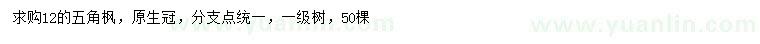 求購(gòu)12公分五角楓