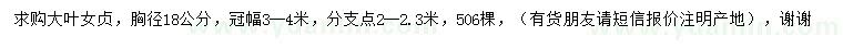 求購胸徑18公分大葉女貞