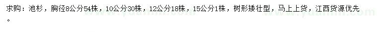 求購胸徑8、10、12、15公分池杉