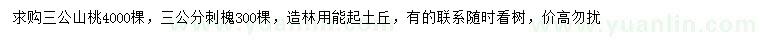 求購3公分山桃、刺槐