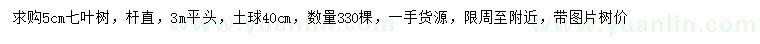 求購5公分七葉樹