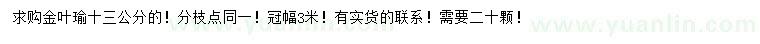 求購13公分金葉榆