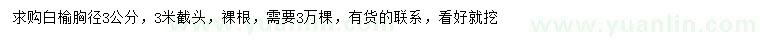 求購胸徑3公分白榆