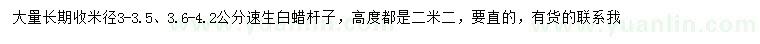 求購(gòu)米徑3-3.5、3.6-4.2公分速生白蠟桿