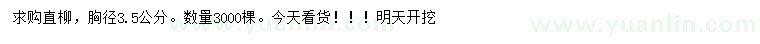 求購胸徑3.5公分直柳