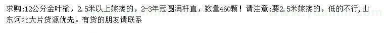 求購12公分金葉榆
