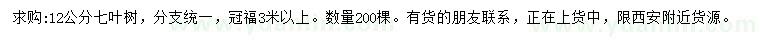 求購(gòu)12公分七葉樹