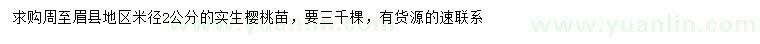 求購米徑2公分櫻桃苗