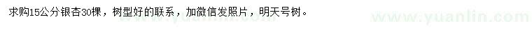 求購(gòu)15公分銀杏