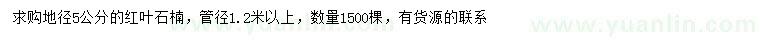 求購地徑5公分紅葉石楠