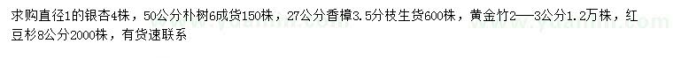 求購銀杏、樸樹、香樟等