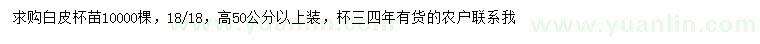 求購高50公分以上白皮松