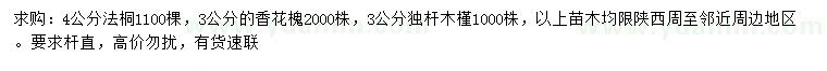 求購法桐、香花槐、木槿