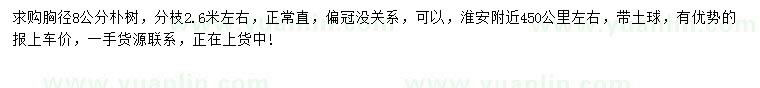 求購胸徑8公分樸樹