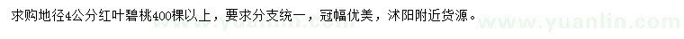 求購地徑4公分紅葉碧桃