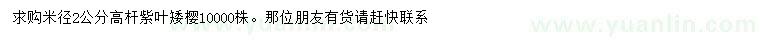 求購米徑2公分紫葉矮櫻
