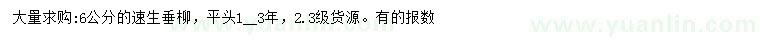 求購6公分速生垂柳