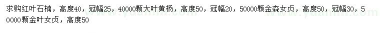 求購(gòu)紅葉石楠、大葉黃楊、金森女貞