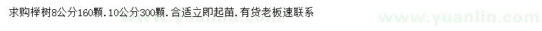 求購8、10公分櫸樹