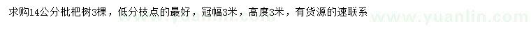 求購(gòu)14公分枇杷樹