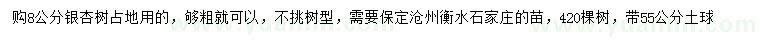 求購(gòu)8公分銀杏