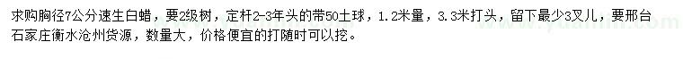 求購1.2米量7公分速生白蠟