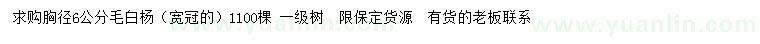 求購(gòu)胸徑6公分毛白楊