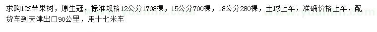 求購(gòu)12、15、18公分123蘋果樹